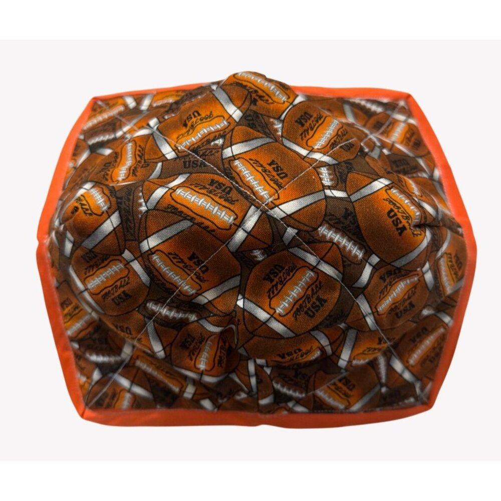 Handmade FOOTBALL USA ORANGE Microwave Safe Bowl Cozy Reversible Quilted‎ Cozie